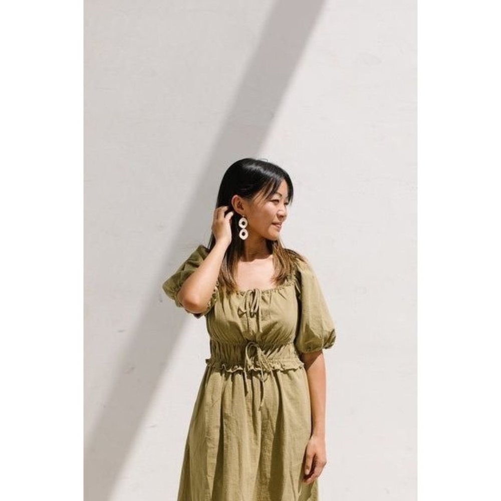 Universal Thread Women's Dress XSmall Green Half Sleeve Midi Smocked Waist New